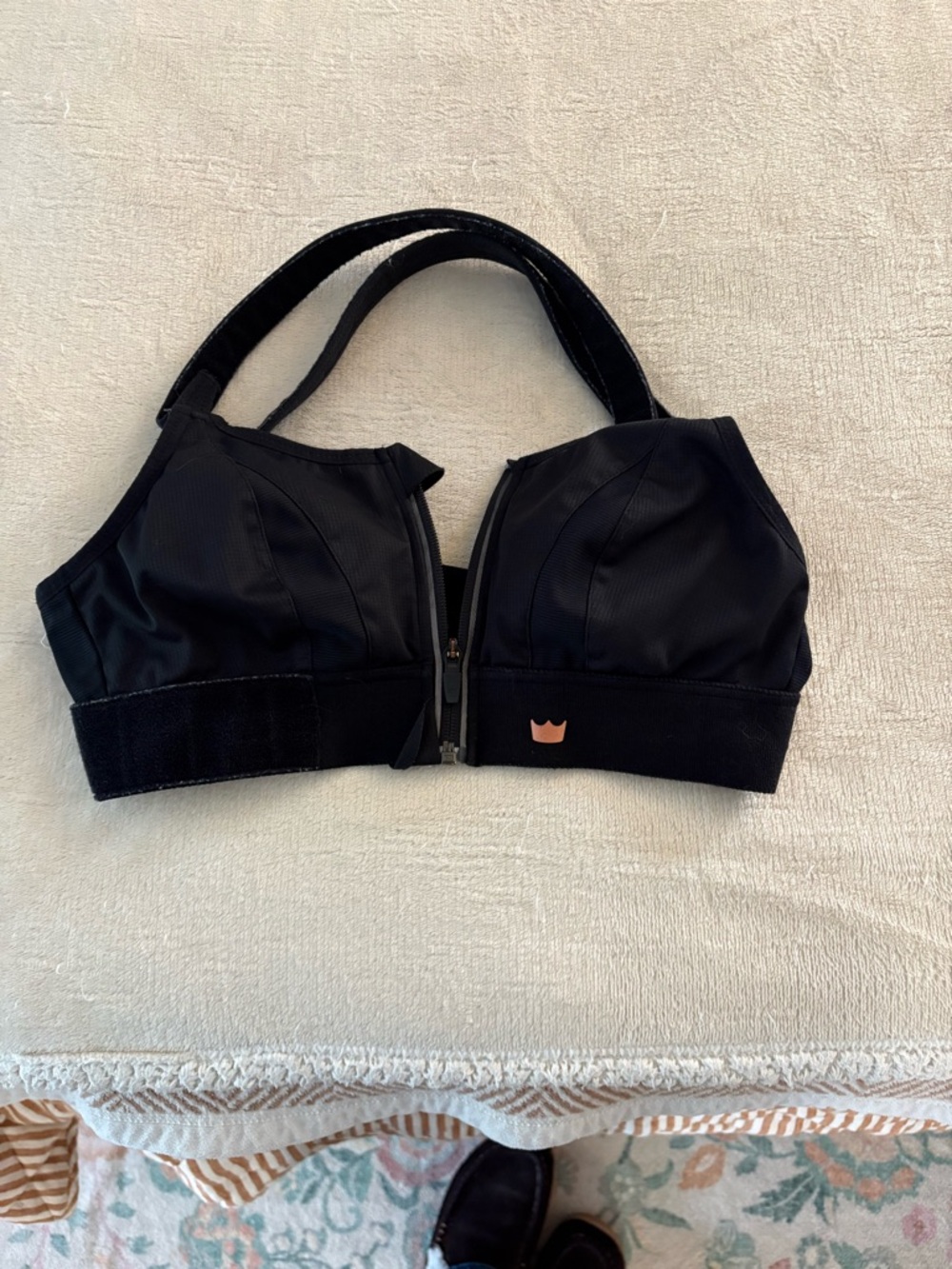 SHEFIT Black Supportive Sports Bra with Front Zip